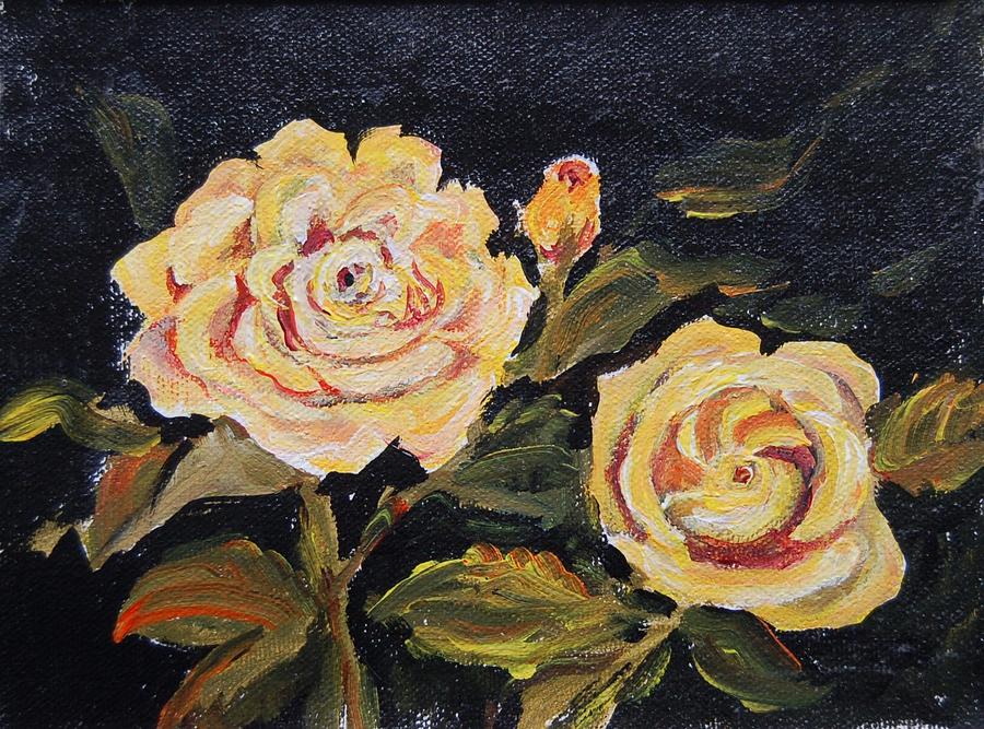 Yellow Roses #1 Painting by Ingrid Dohm