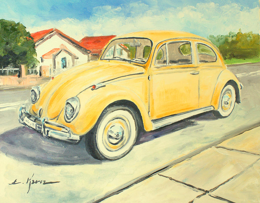 Yellow VW Beetle #1 Painting by Luke Karcz
