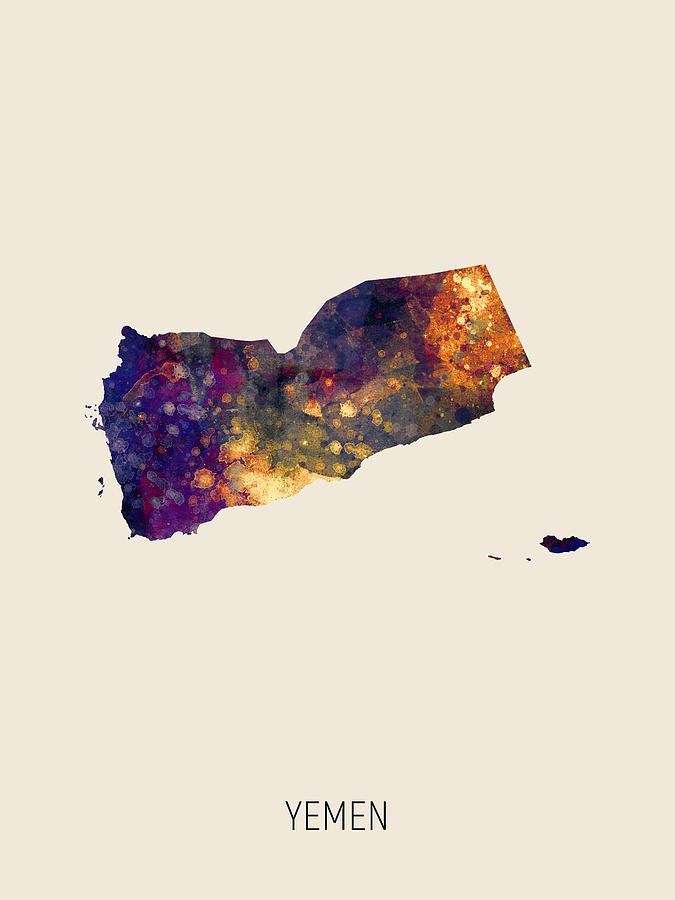 Yemen Watercolor Map #1 Digital Art by Michael Tompsett