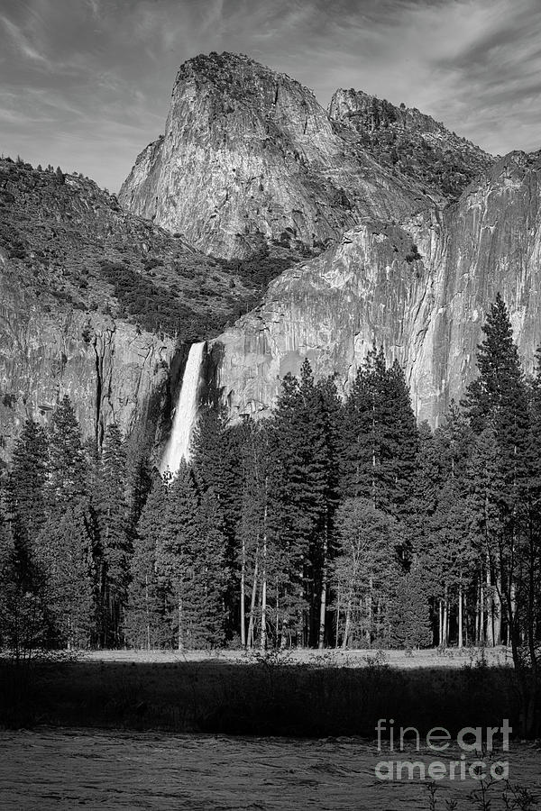 Yosemite Falls Black White  #1 Photograph by Chuck Kuhn