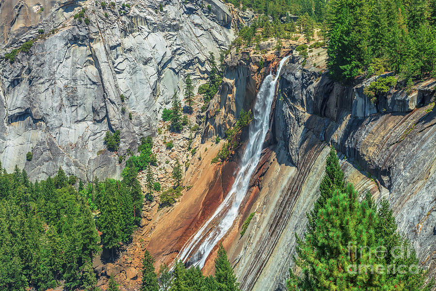 Yosemite Nevada Fall waterfall close up #1 Photograph by Benny Marty