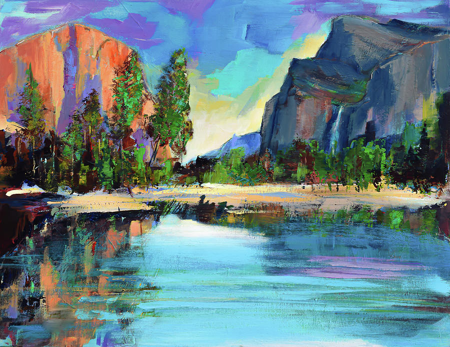 Yosemite Valley View Painting by Elise Palmigiani