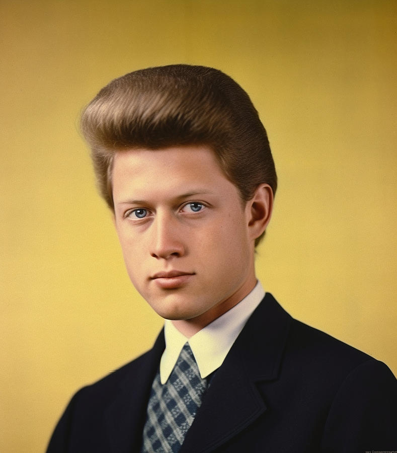 Fantasy Painting - Young  Bill  Clinton  as  High  School  Fashion  model  by Asar Studios #1 by Celestial Images