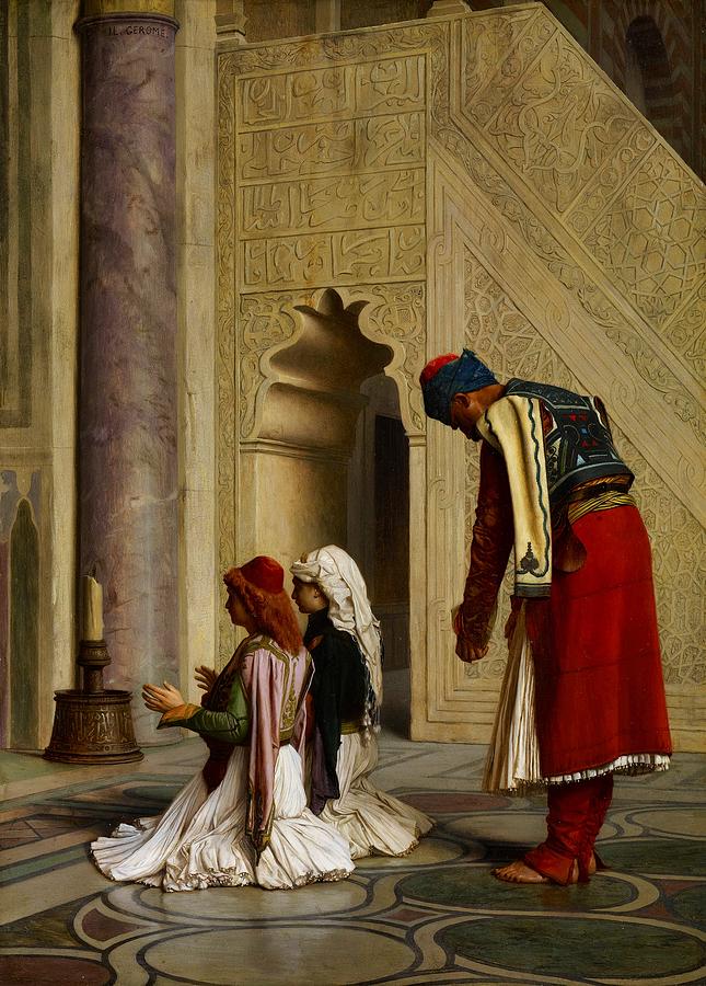 Young Greeks in the Mosque #1 Painting by Jean-Leon Gerome