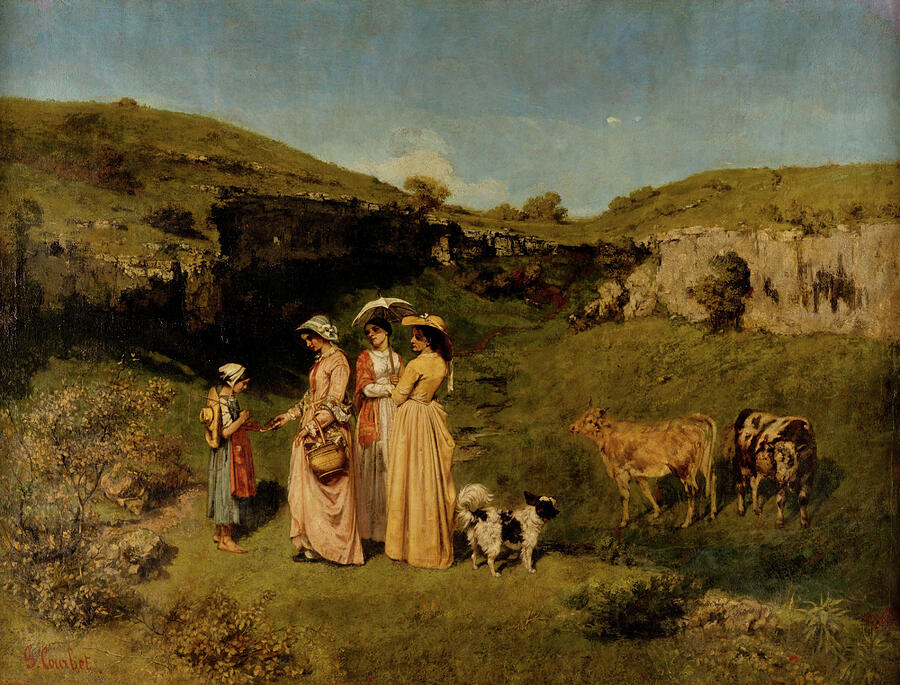 Young Ladies of the Village, from 1851-1852 Painting by Gustave Courbet