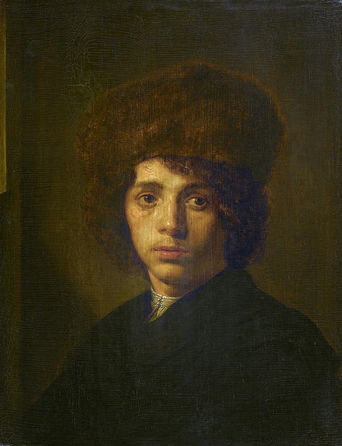 Young man with a fur hat #2 Painting by David Bailly