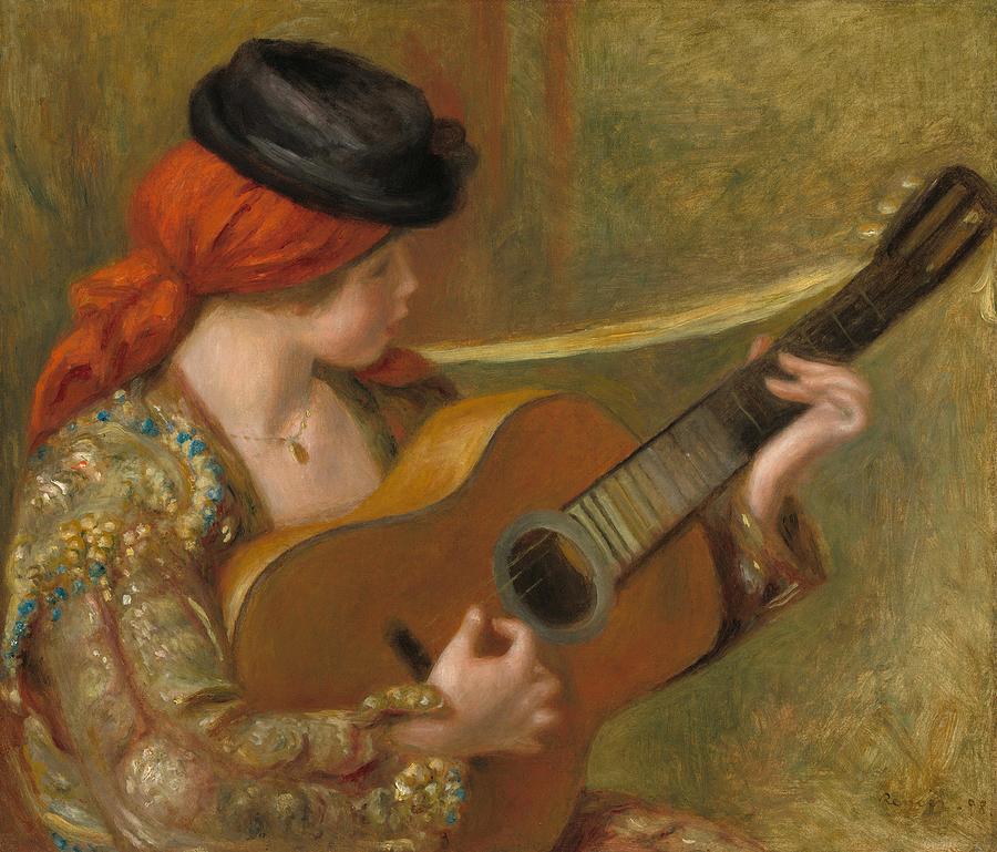 Young Spanish Woman with a Guitar #5 Painting by Pierre-Auguste Renoir