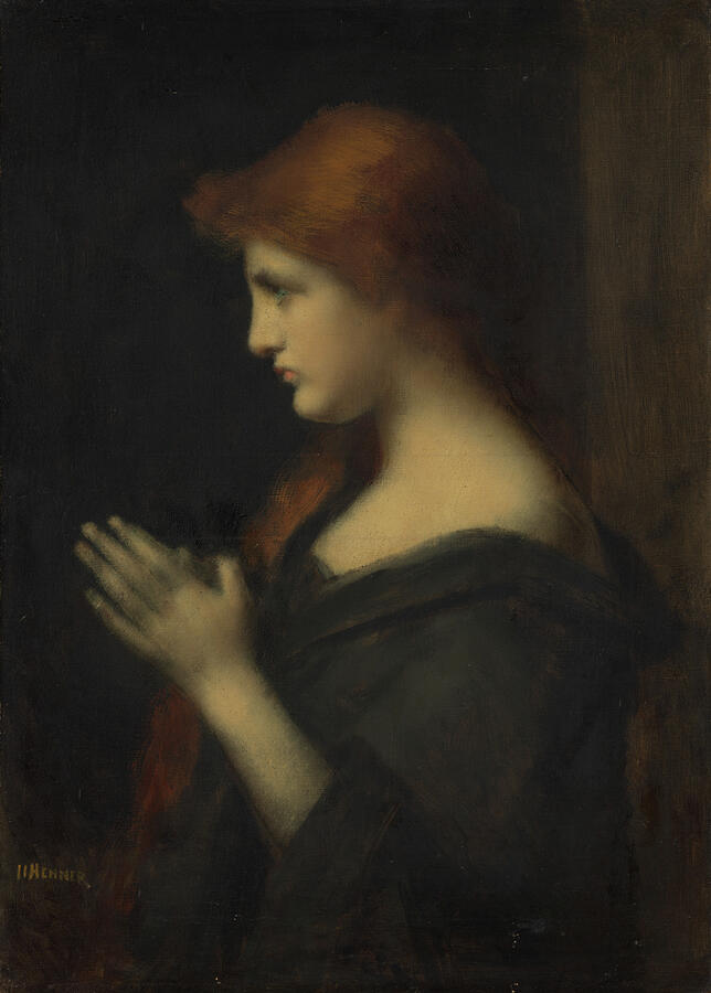 Young Woman Praying, by 1905 Painting by Jean-Jacques Henner