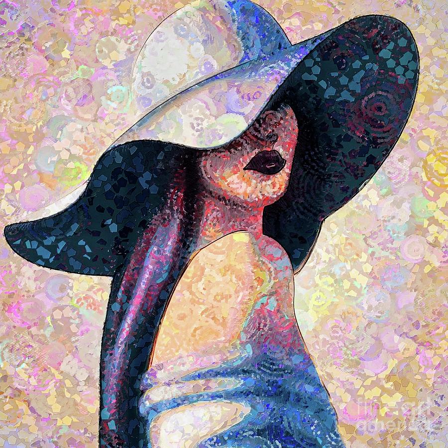 Young Woman With Hat - Abstract 7 #1 Digital Art by Philip Preston