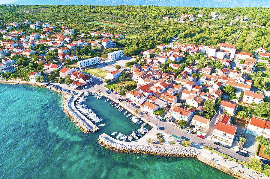 Zadar. Village of Diklo in Zadar archipelago aerial view of harb #1 Photograph by Brch Photography