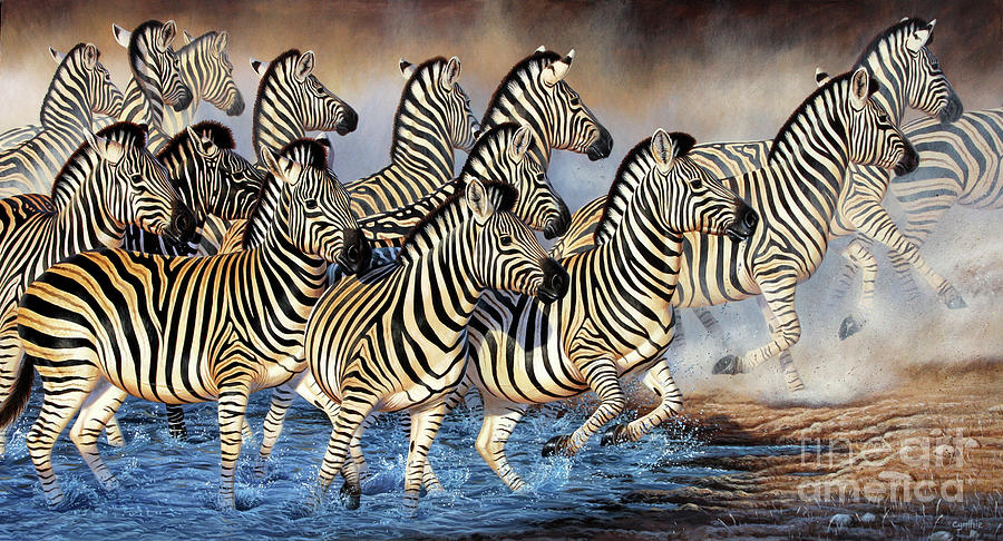 Zebra Herd #1 Painting by Cynthie Fisher