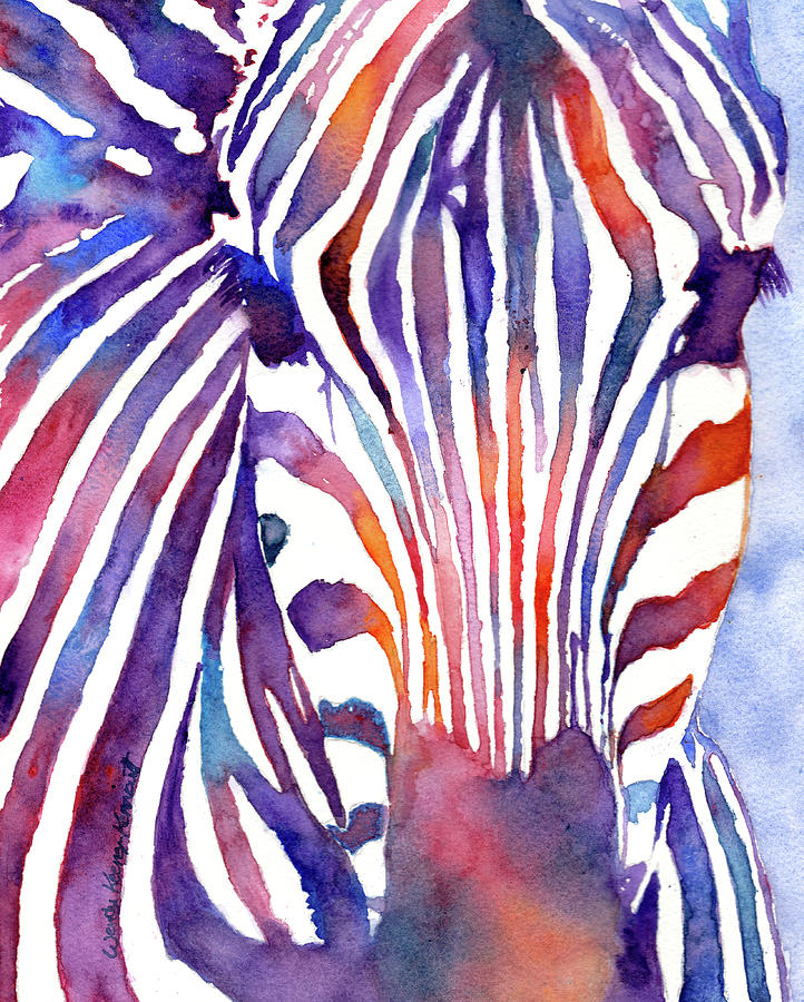 Zebra in Color Painting by Wendy Keeney-Kennicutt