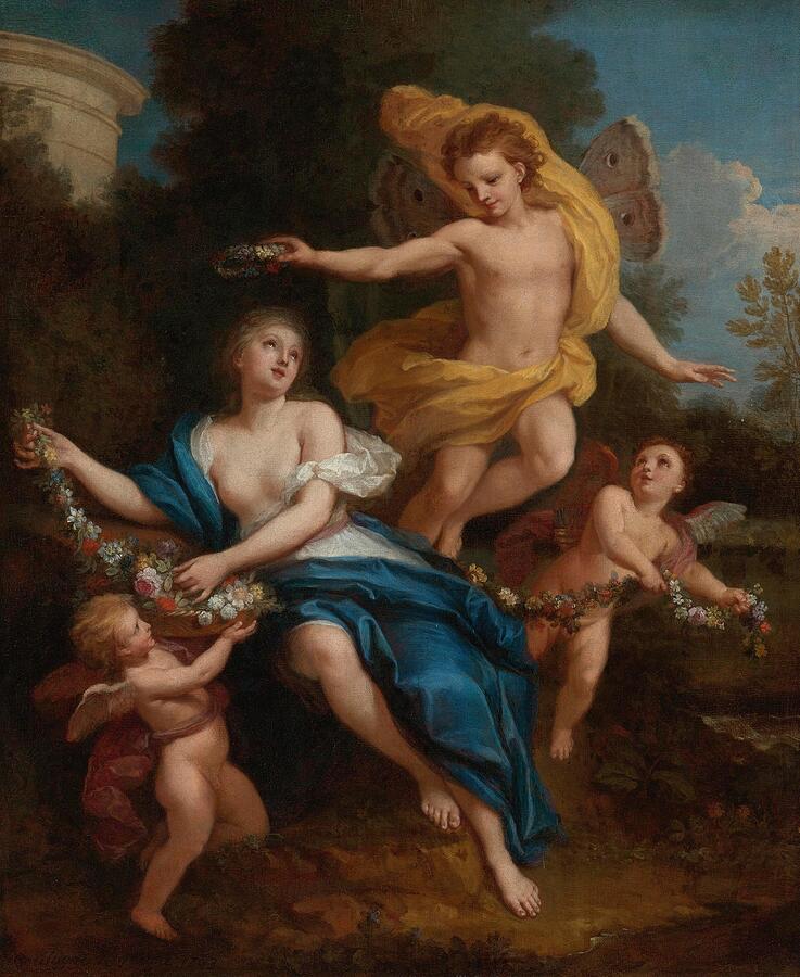 Zephyr Crowning Flora  #1 Painting by Louis de Boullogne the Younger French