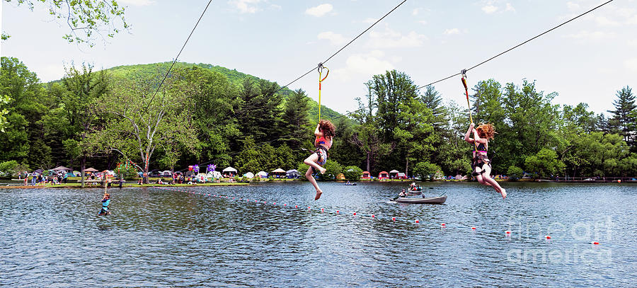 Zipline into Lake at LEAF Festival in Black Mountain #1 Photograph by David Oppenheimer
