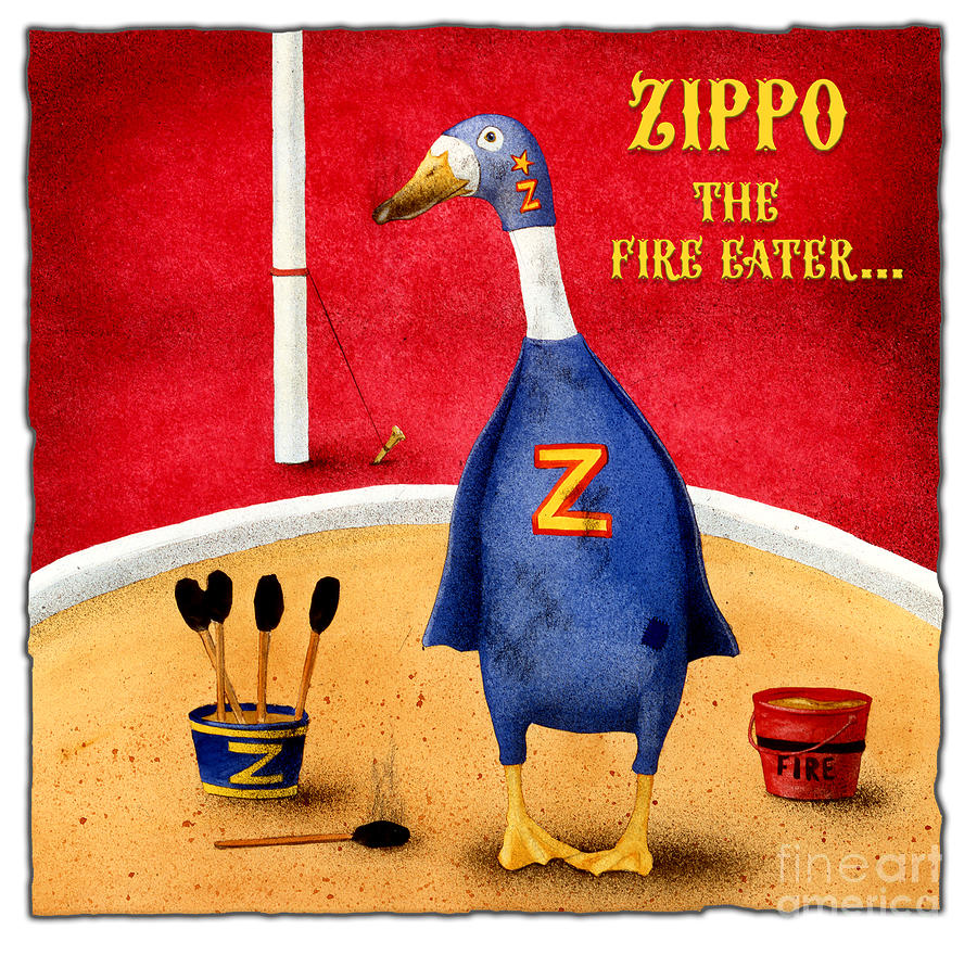 Zippo... the fire eater... #2 Painting by Will Bullas