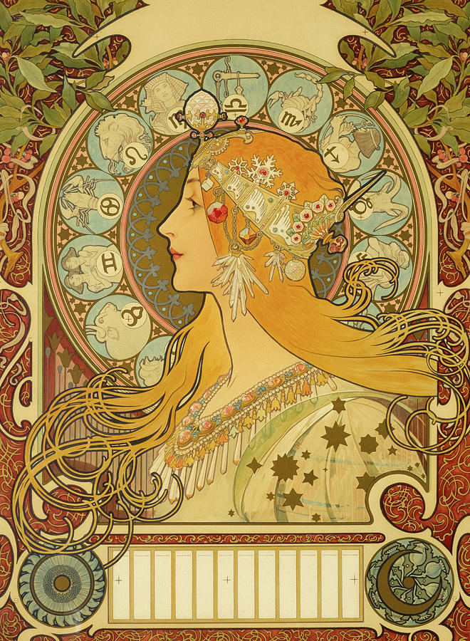 Zodiac Painting by Alphonse Marie Mucha | Fine Art America