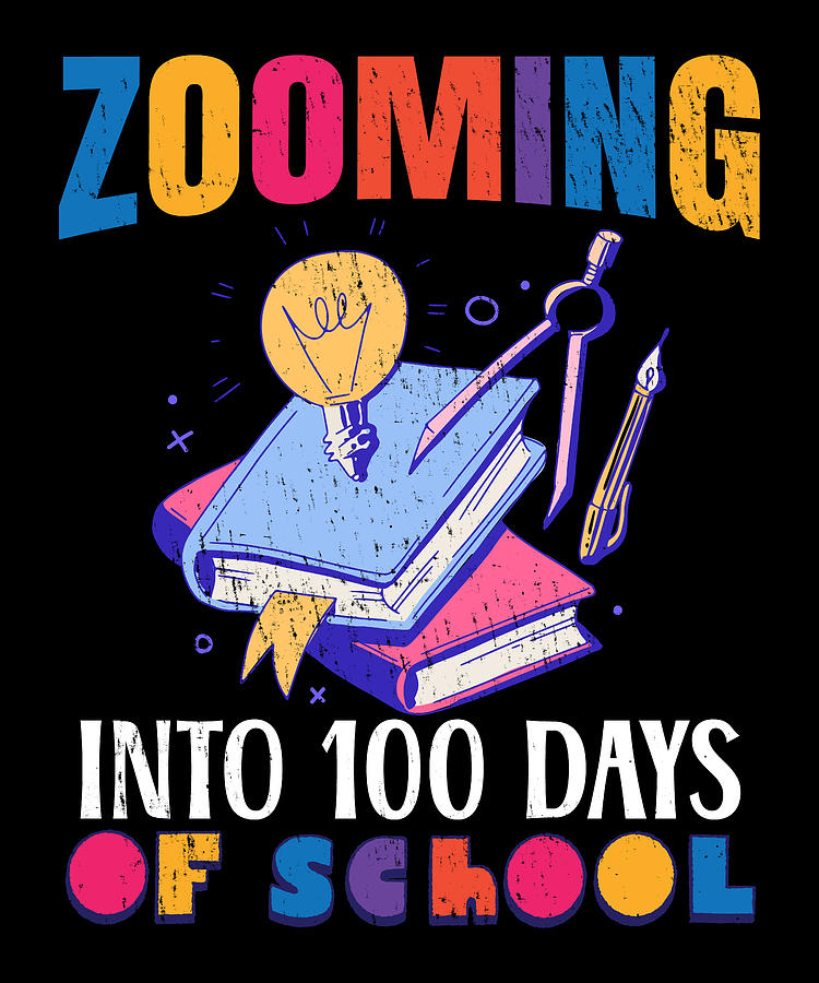 Zooming Into 100 Days Of School for a 1st Grade Student Digital Art by