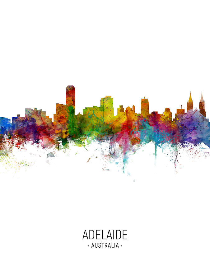 Skyline Digital Art - Adelaide Australia Skyline #10 by Michael Tompsett