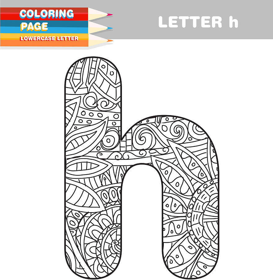 Adult Coloring book lower case letters hand drawn template #10 Drawing by JDawnInk