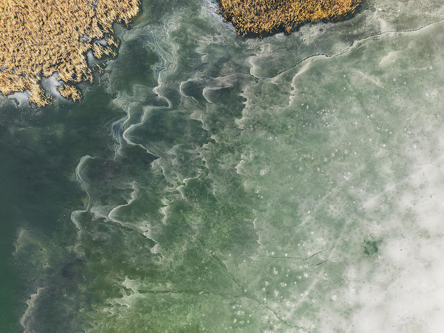 Aerial view of a frozen lake. Ice sheet background. Photograph by Trick ...