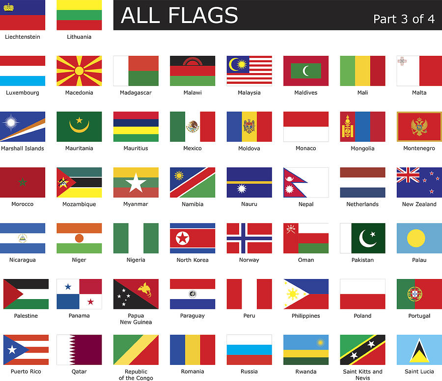 All World Flags #10 Drawing by Kosmozoo