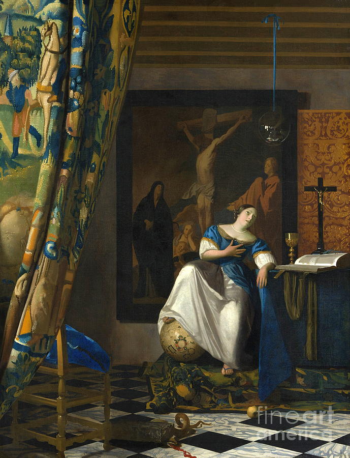 Allegory of the Catholic Faith #10 Painting by Johannes Vermeer
