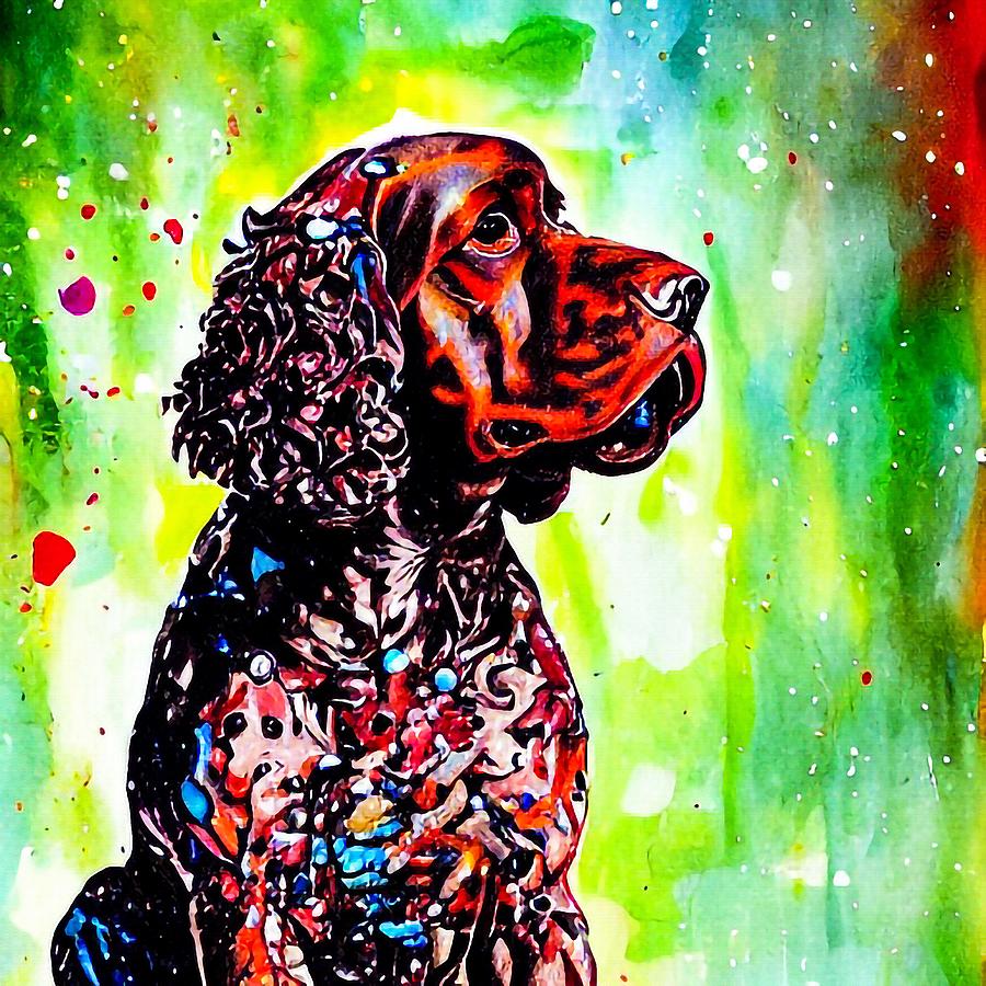 American Water Spaniel Splatter painting Digital Art by Adrien Efren ...