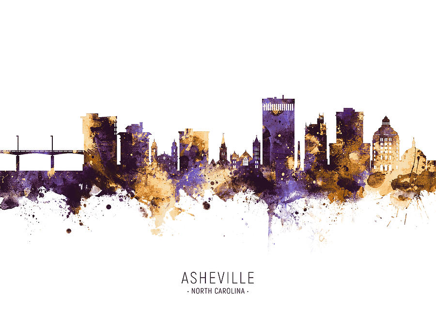 Skyline Digital Art - Asheville North Carolina Skyline #10 by Michael Tompsett