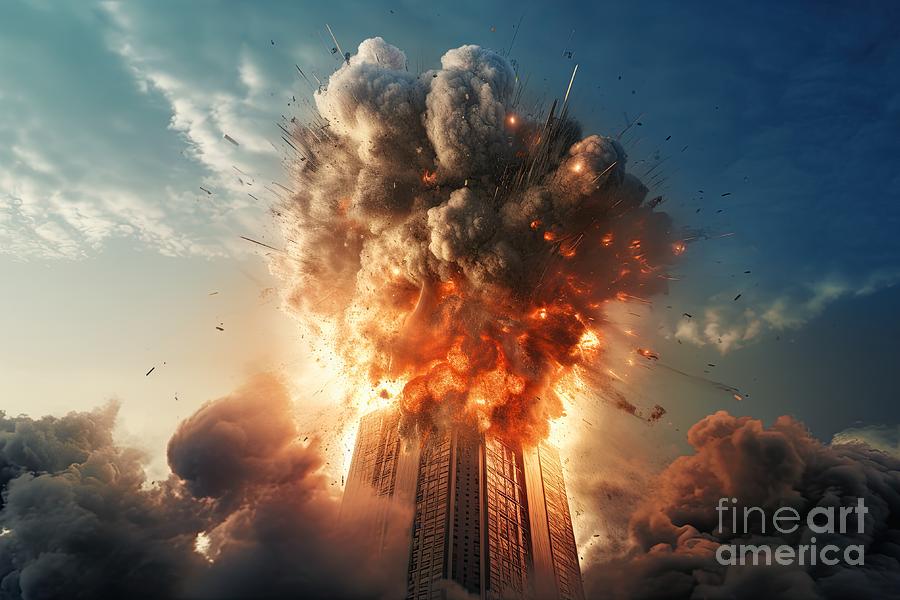 attack on the twin towers of the New #10 Digital Art by Benny Marty