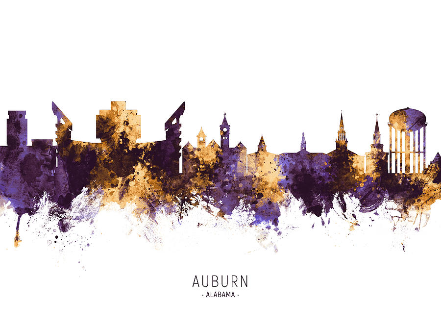 Auburn Digital Art - Auburn Alabama Skyline by Michael Tompsett Auburn Digital Art - Auburn Alabama Skyline by Michael Tompsett