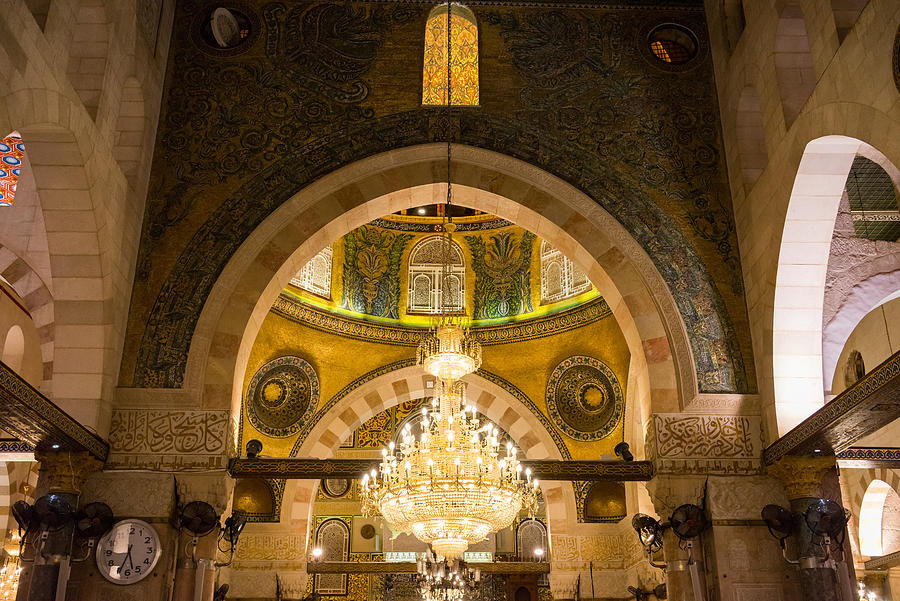 BAITULMUQADDIS, PALESTINE - 13TH NOV 2017; Internal view of Al-Aqsa Mosque, Jerusalem. Built in 691, where Prophet Mohamed ascended to heaven on an angel in his night journey. #10 Photograph by Shaifulzamri
