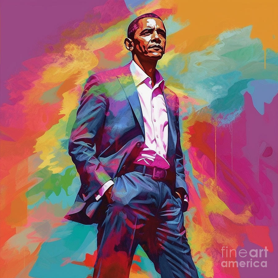 Barack  Obama    Vibrant  By Asar Studios Painting