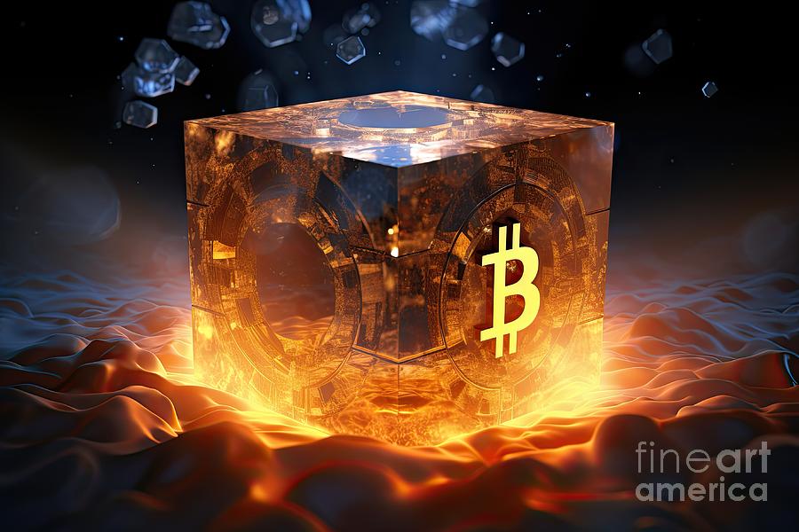 Bitcoin Cube of blockchain blocks #10 Digital Art by Benny Marty