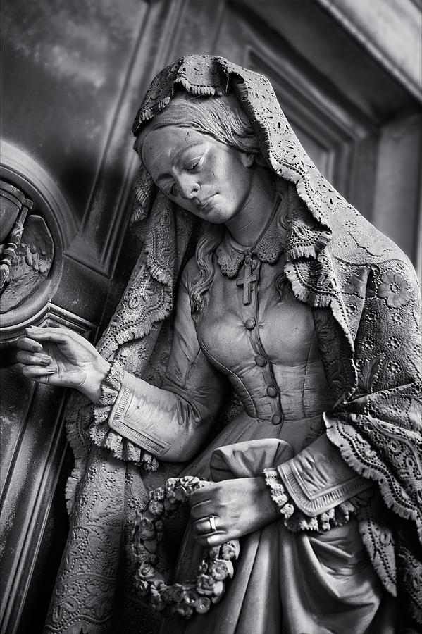 Immortal Stone - Black and white photo of the statues of Staglieno, Genoa #4 Sculpture by Paul E Williams