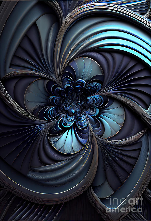 Flower Digital Art - Blue flower geometry #10 by Sabantha