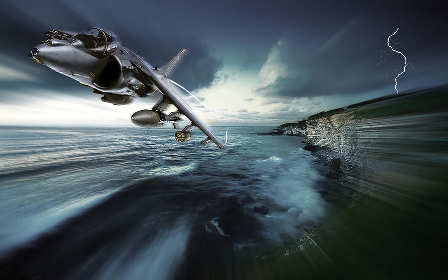 British Aerospace Harrier II GR9 White Cliffs Pass Digital Art by Custom Aviation Art