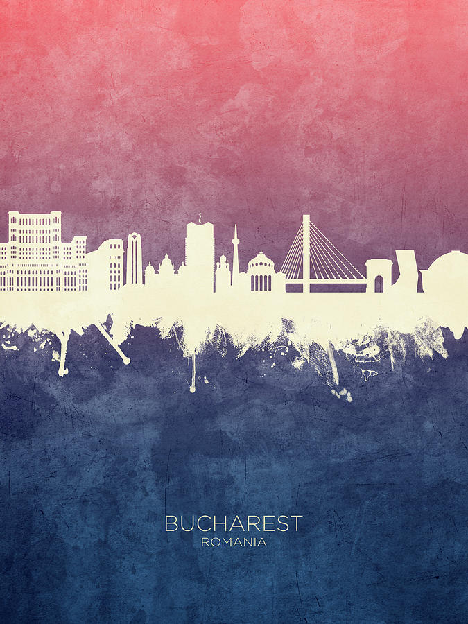 Skyline Digital Art - Bucharest Romania Skyline #10 by Michael Tompsett
