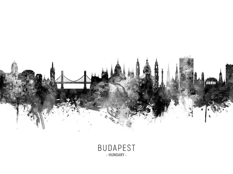 Skyline Digital Art - Budapest Hungary Skyline #10 by Michael Tompsett