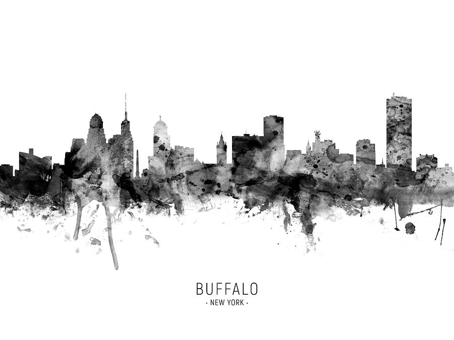 Buffalo Digital Art - Buffalo New York Skyline #10 by Michael Tompsett