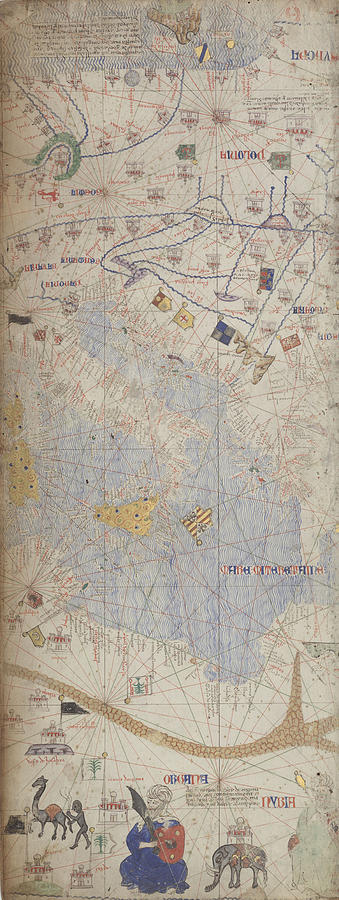 Catalan Atlas BNF Drawing by Cresques Abraham - Fine Art America