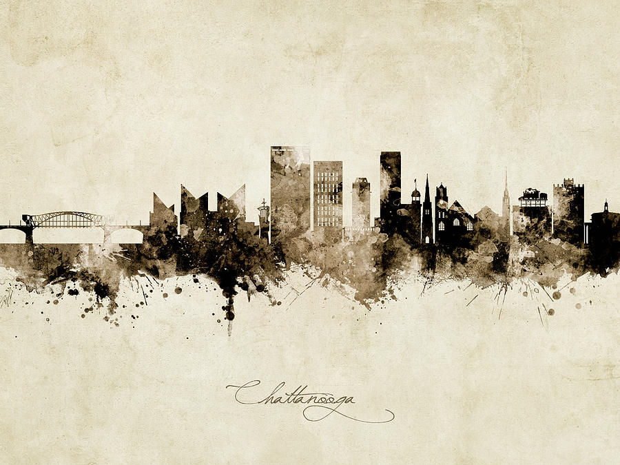 Skyline Digital Art - Chattanooga Tennessee Skyline #10 by Michael Tompsett