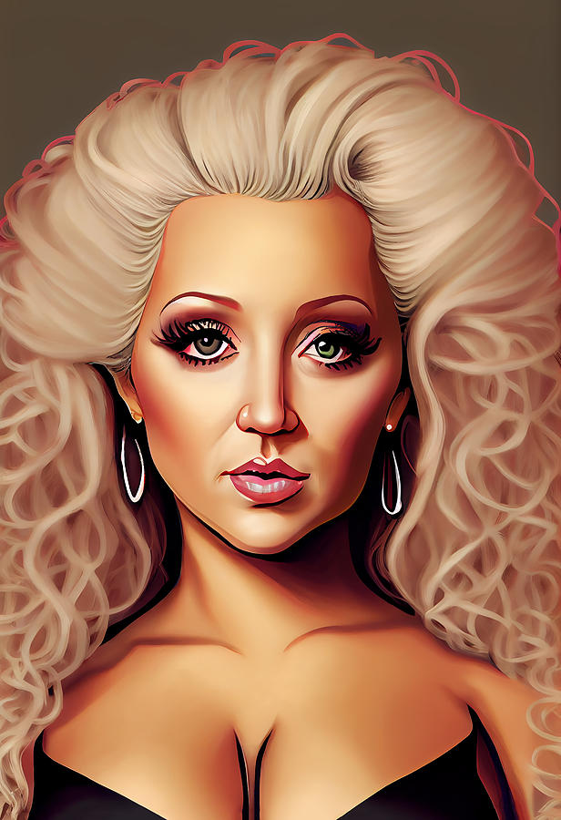 Christina Aguilera Caricature Mixed Media