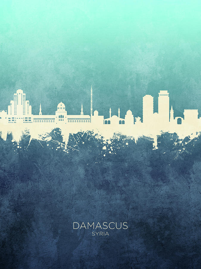 Skyline Digital Art - Damascus Syria Skyline #10 by Michael Tompsett