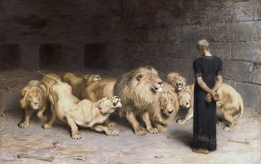 Briton Riviere Painting - Daniel in the Lions Den by Briton Riviere by Mango Art