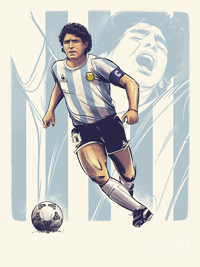 Diego Maradona Digital Art by Mark Lambert | Pixels