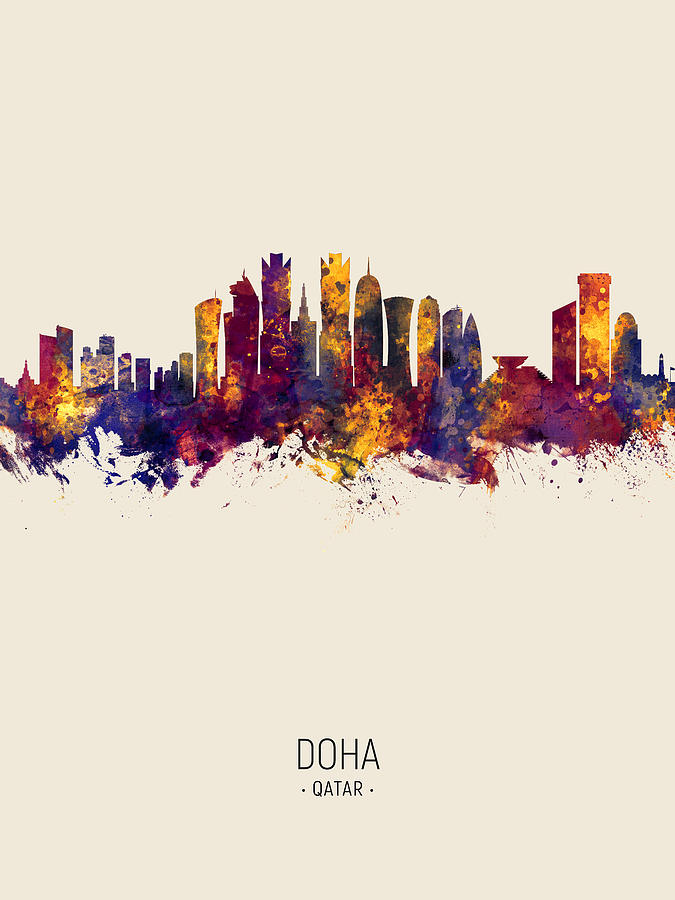 Doha Qatar Skyline #10 Digital Art by Michael Tompsett