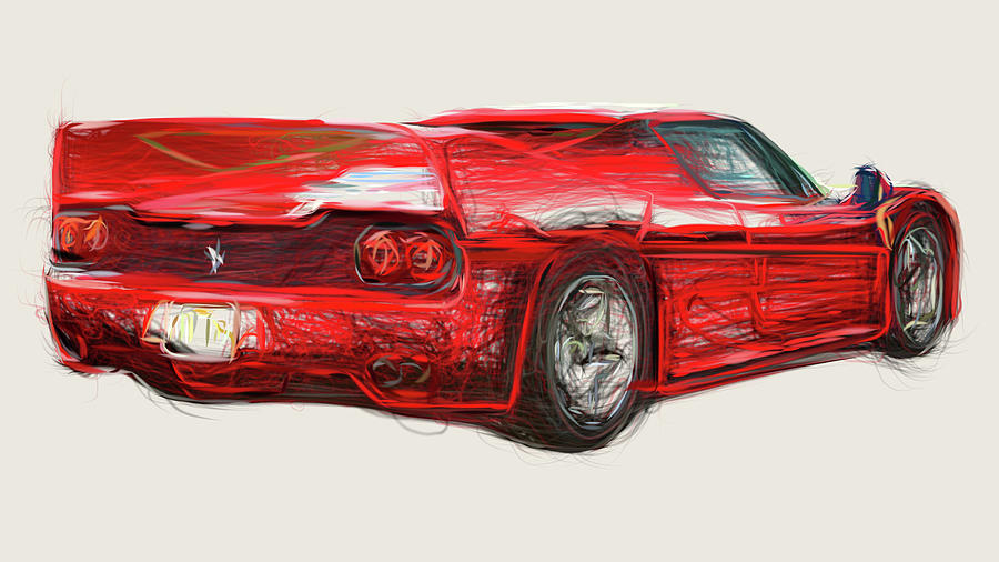 Ferrari F50 Car Drawing Digital Art by CarsToon Concept - Fine Art America