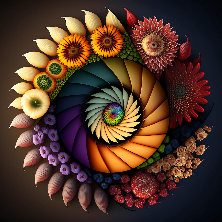 Fibonacci Sequence Spiral in Nature 10 Drawing by RAGANA Design Fine