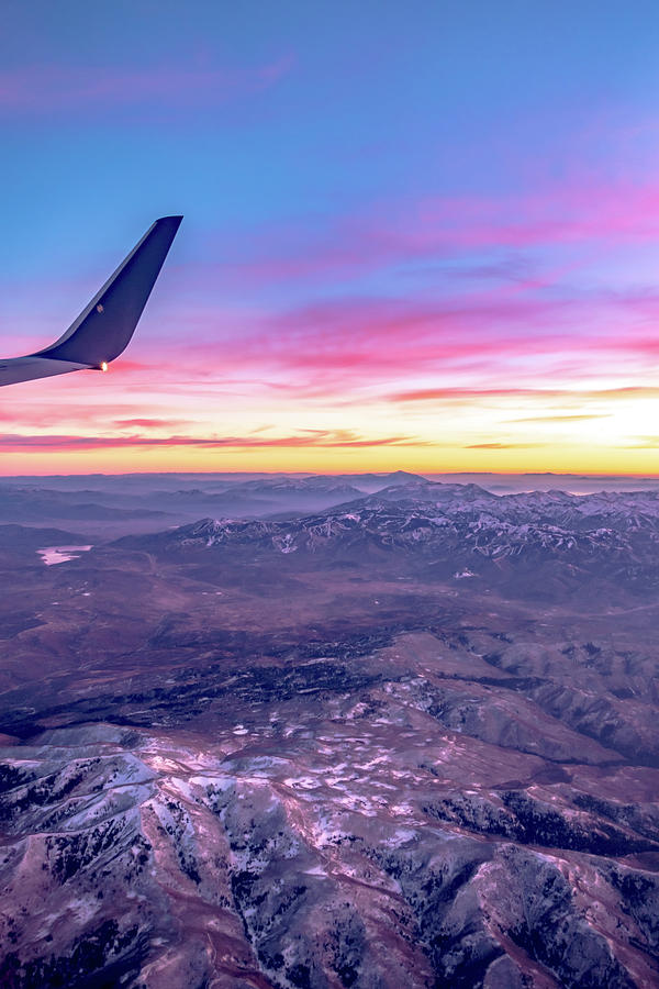 Flying Over Rockies In Airplane From Salt Lake City At Sunset #10 Photograph by Alex Grichenko