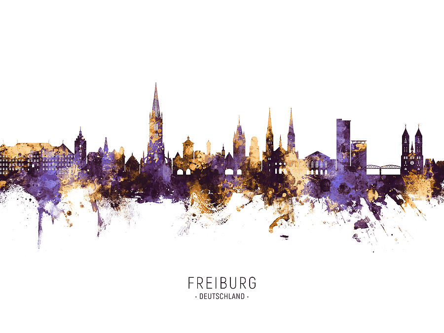 Freiburg Germany Skyline #10 Digital Art by Michael Tompsett